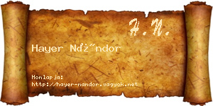 Hayer Nándor névjegykártya