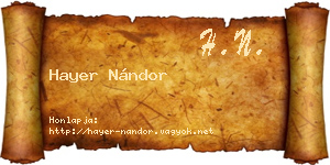 Hayer Nándor névjegykártya